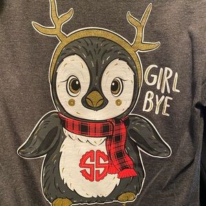 Simply Southern long sleeve penguin glitter t NWT